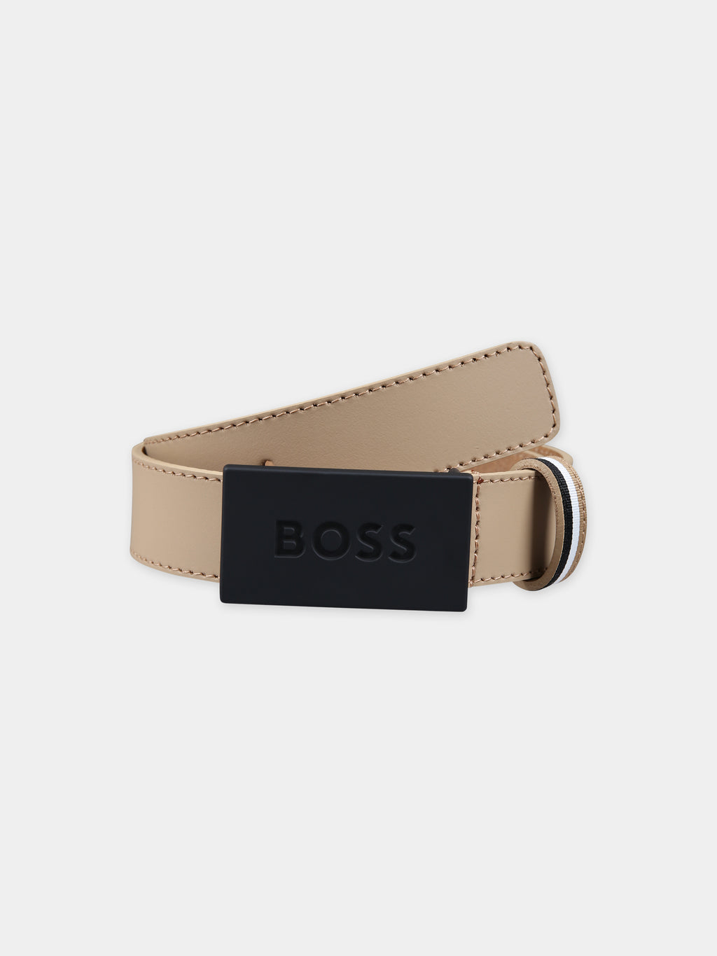 Beige belt for boy with logo